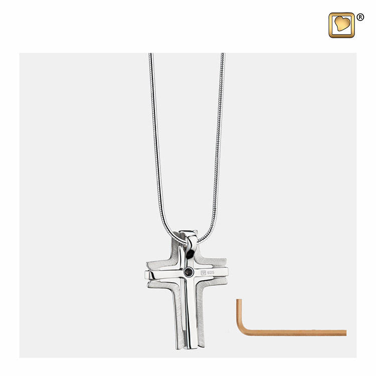Ashanger Elegant Cross Geborsteld Zilver, inclusief Slangencollier